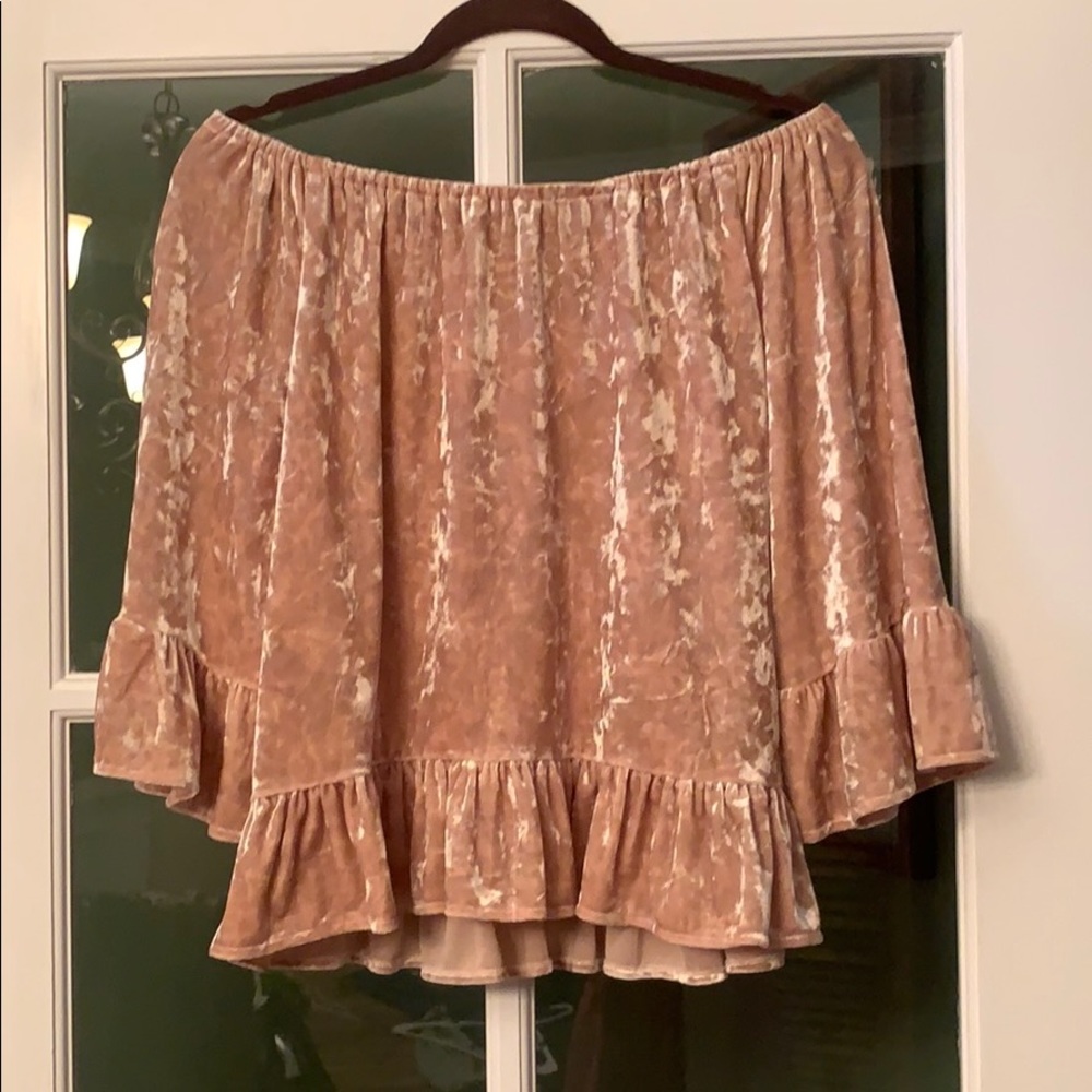 Sanctuary off the shoulder velvet crop top